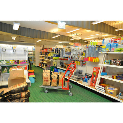 C+C platform trolley, max. load 200 kg, 2 push handles, with plywood shelf.