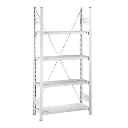 Hygienic boltless shelving unit, shelf unit height 2000 mm, 4 shelves, WxD 1225 x 385 mm, extension shelf unit.