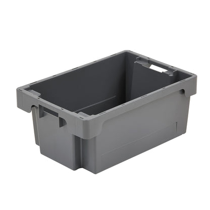 Stack/nest container made of HDPE, capacity 40 l, solid walls and base, grey.