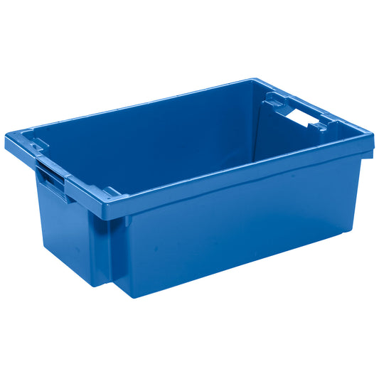 Stack/nest container made of HDPE, capacity 32 l, solid walls and base, blue.