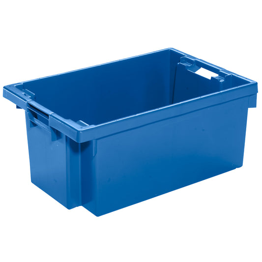 Stack/nest container made of HDPE, capacity 40 l, solid walls and base, blue.