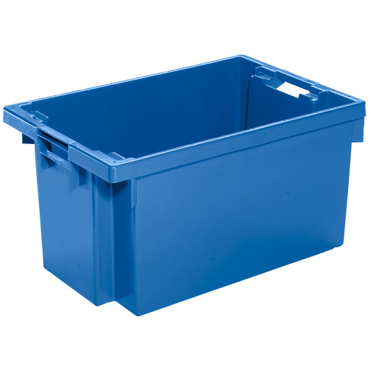 Stack/nest container made of HDPE, capacity 50 l, solid walls and base, blue.