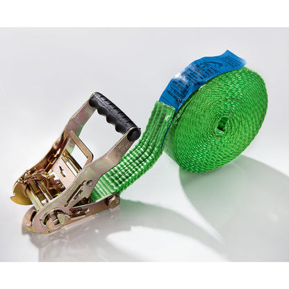 Cargo restraint strap, standard ratchet, max. tensioning force 2000 kg, pack of 2, length 6000 mm.