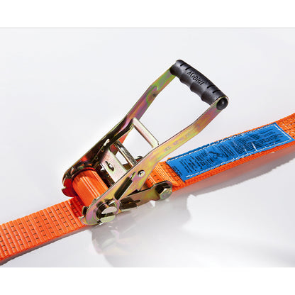 Cargo restraint strap, standard ratchet with snap hook, max. tensioning force 5000 kg, pack of 2, length 8000 mm.