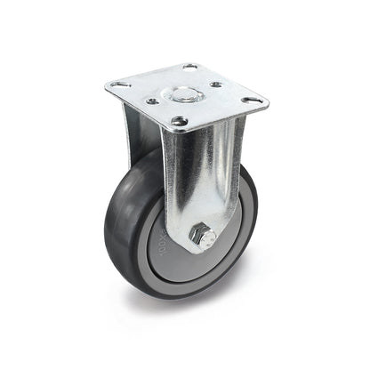 Rubber tyre, thermoplastic, with mounting plate, wheel Ø x width 125 x 32 mm, fixed castor.