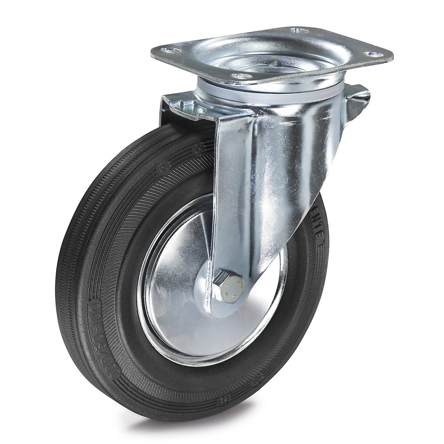 Solid rubber tyre, wheel Ø x width 125 x 38 mm, swivel castor.