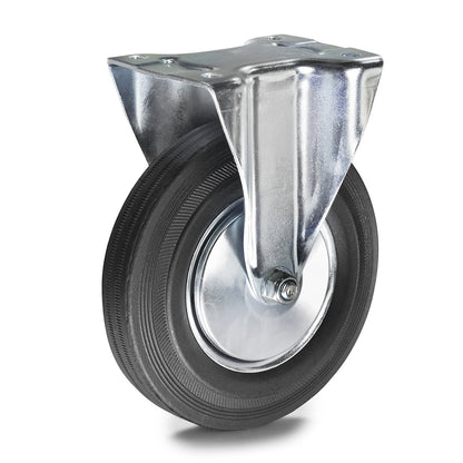 Solid rubber tyre, wheel Ø x width 160 x 40 mm, fixed castor.