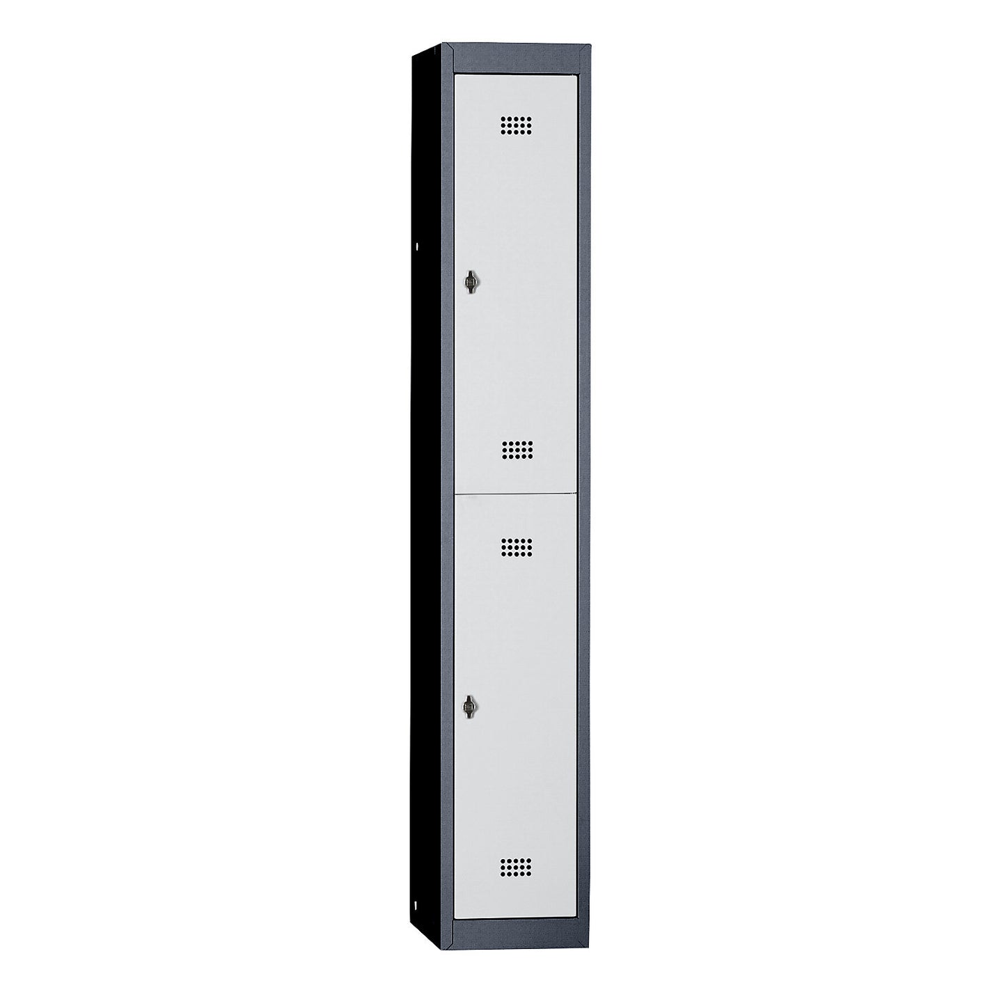 Hamburg double deck clothes locker, 1 compartment, width 300 mm, standard unit, charcoal / light grey.