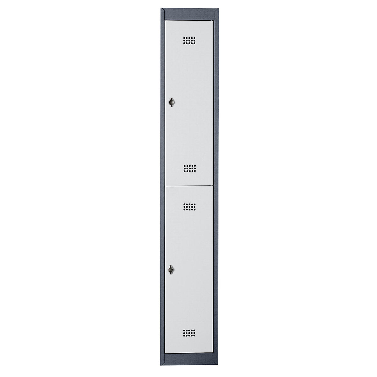 Hamburg double deck clothes locker, 1 compartment, width 300 mm, extension unit, charcoal / light grey.