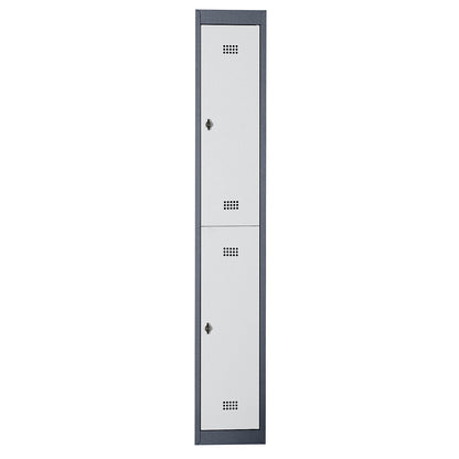Hamburg double deck clothes locker, 1 compartment, width 300 mm, extension unit, charcoal / light grey.