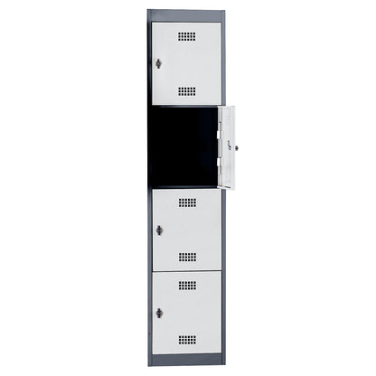 Hamburg 4-fold compartment locker, 1 compartment, 4 compartments, height 410 mm, width 400 mm, extension unit, charcoal / light grey.