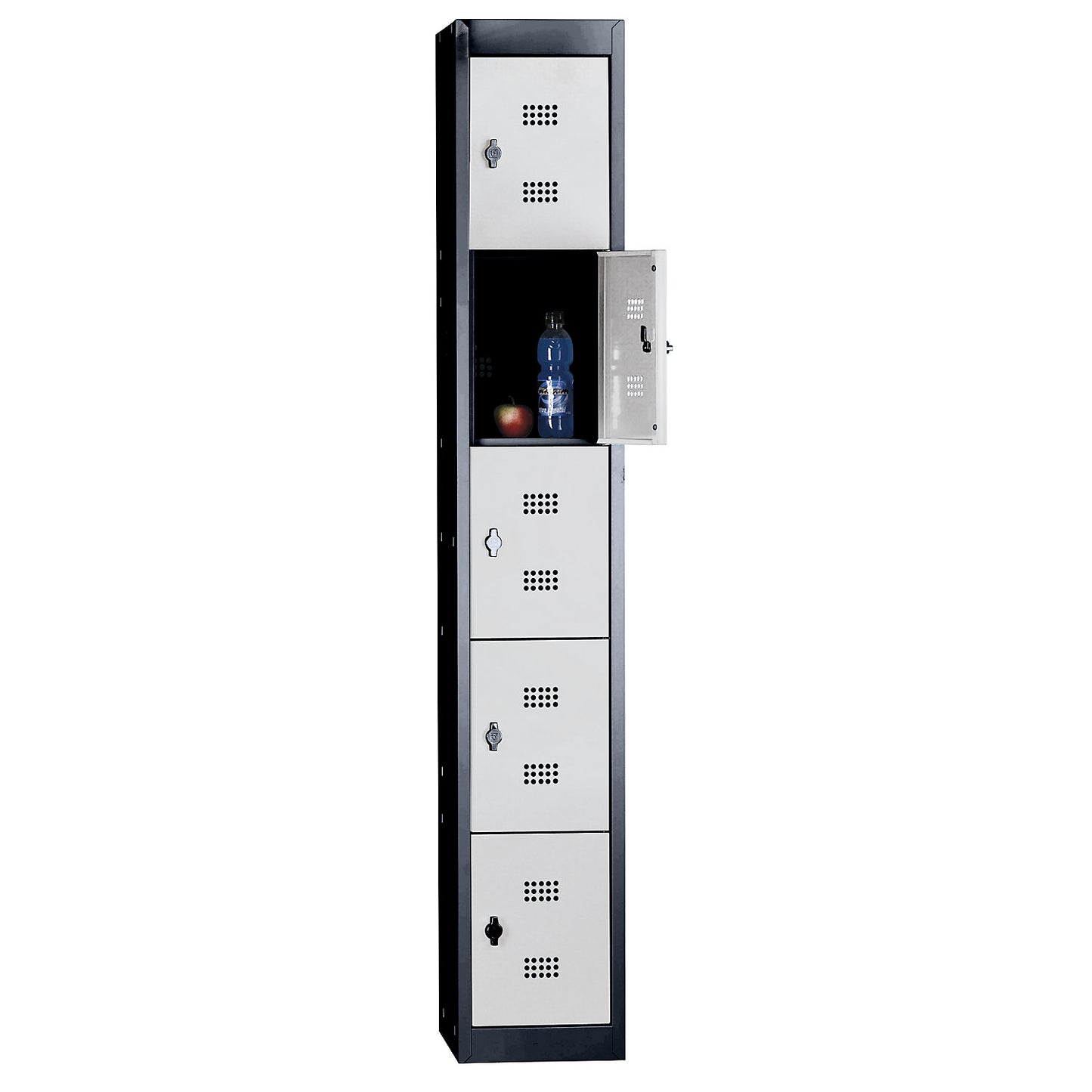 Hamburg 5-fold compartment locker, 1 compartment, 5 compartments, height 320 mm, width 300 mm, standard element, charcoal / light grey.