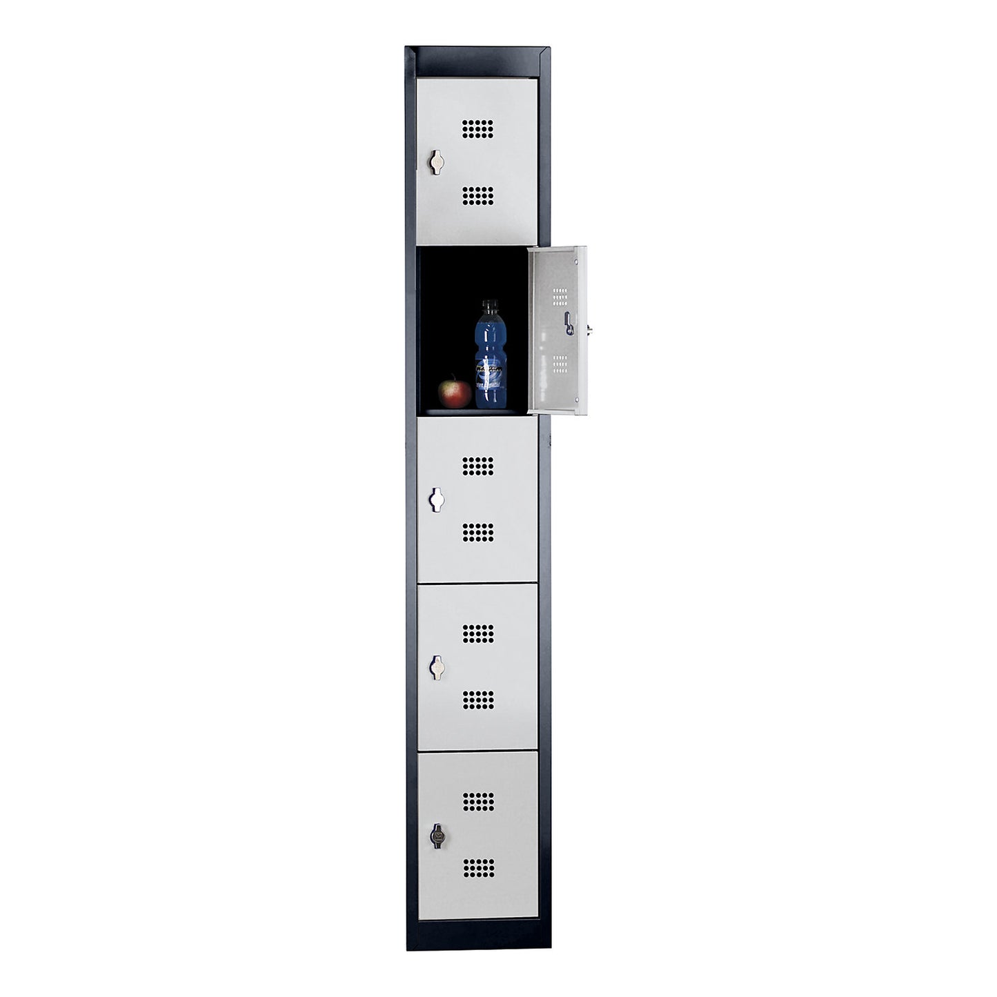 Hamburg 5-fold compartment locker, 1 compartment, 5 compartments, height 320 mm, width 300 mm, extension element, charcoal / light grey.