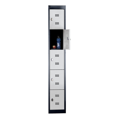 Hamburg 5-fold compartment locker, 1 compartment, 5 compartments, height 320 mm, width 300 mm, extension element, charcoal / light grey.