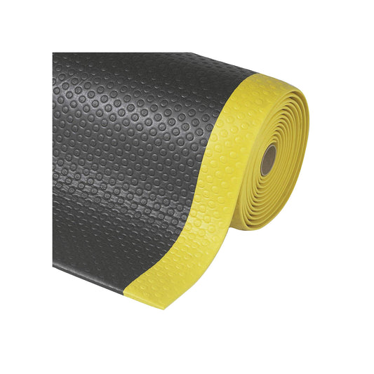 Bubble Sof-Tred™ anti-fatigue matting, per metre, vinyl foam, black / yellow, width 1220 mm.