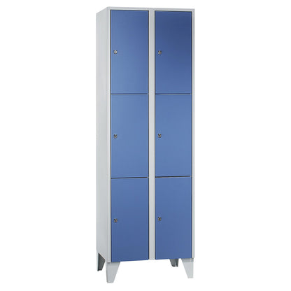 Munich 3-fold compartment locker, 2 compartments, width 600 mm, pigeon blue.