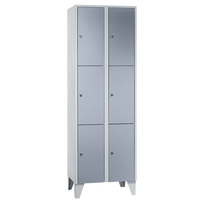 Munich 3-fold compartment locker, 2 compartments, width 600 mm, silver grey.
