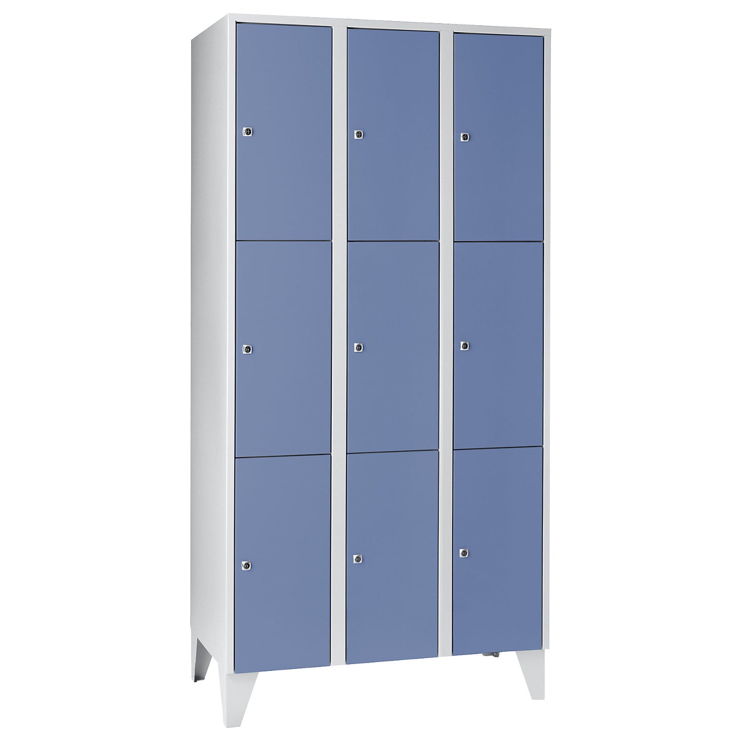 Munich 3-fold compartment locker, 3 compartments, width 900 mm, pigeon blue.