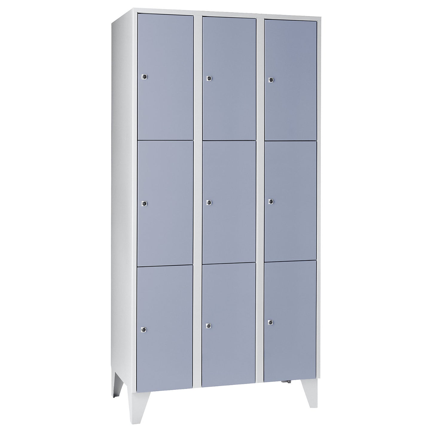 Munich 3-fold compartment locker, 3 compartments, width 900 mm, silver grey.