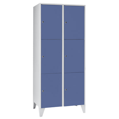 Munich 3-fold compartment locker, 2 compartments, width 800 mm, pigeon blue.