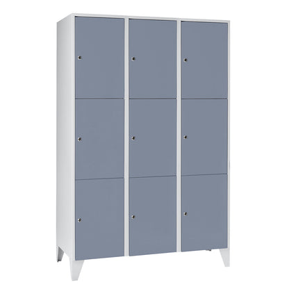 Munich 3-fold compartment locker, 3 compartments, width 1200 mm, silver grey.