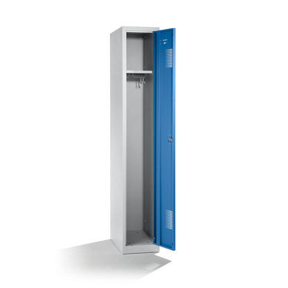 Amsterdam locker, 1 compartment, light grey / light blue, width 300 mm, cylinder lock.
