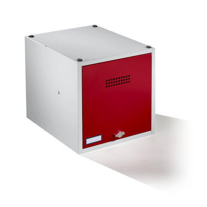 Köln individual locker, extendable, HxWxD 400 x 400 x 500 mm, for padlock, door flame red.