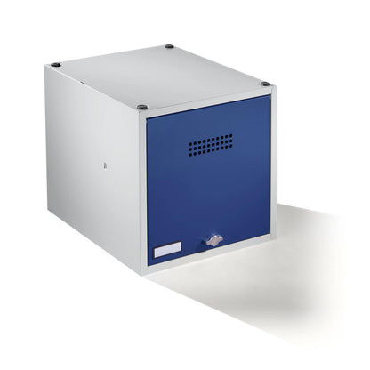 Köln individual locker, extendable, HxWxD 400 x 400 x 500 mm, for padlock, door gentian blue.