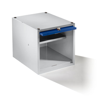 Köln individual locker, extendable, HxWxD 400 x 400 x 500 mm, for padlock, door gentian blue.