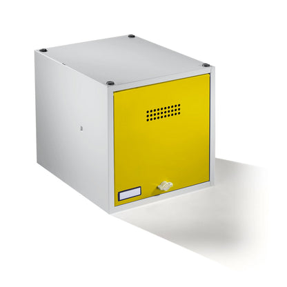 Köln individual locker, extendable, HxWxD 400 x 400 x 500 mm, for padlock, door zinc yellow.