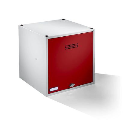 Köln individual locker, extendable, HxWxD 500 x 500 x 500 mm, for padlock, door flame red.