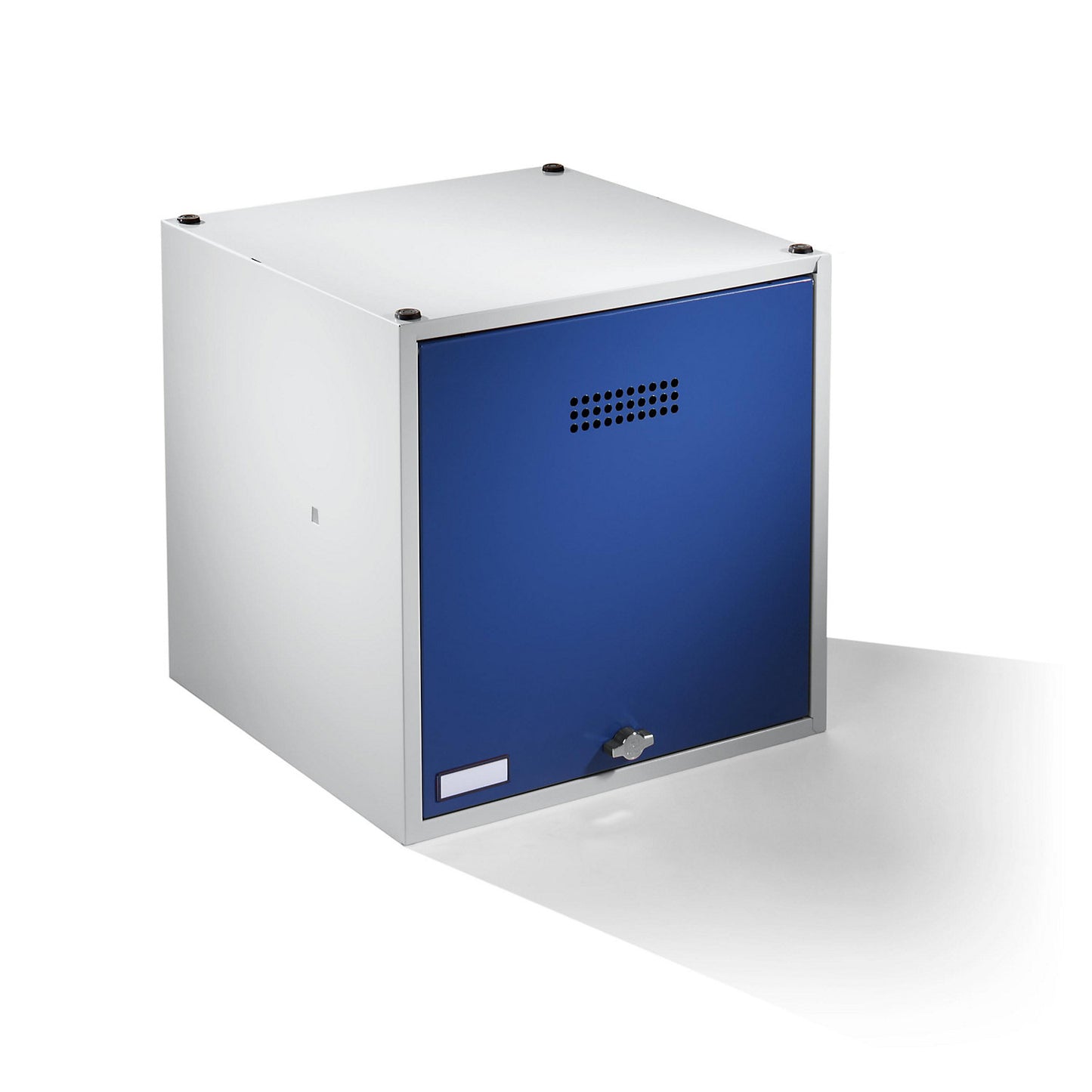 Köln individual locker, extendable, HxWxD 500 x 500 x 500 mm, for padlock, door gentian blue.