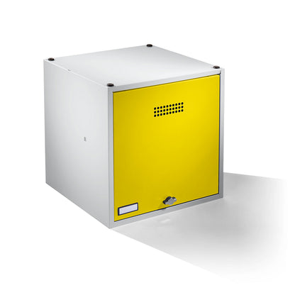 Köln individual locker, extendable, HxWxD 500 x 500 x 500 mm, for padlock, door zinc yellow.