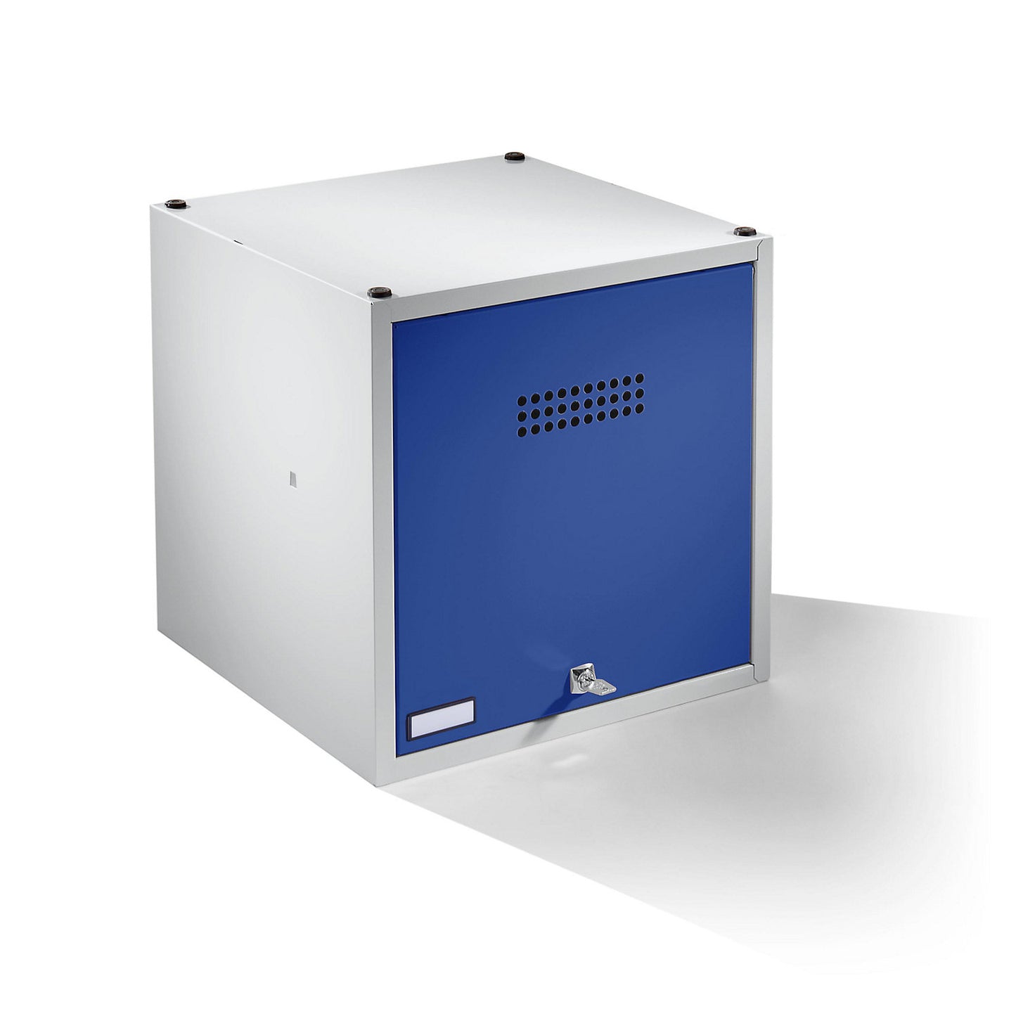 Köln individual locker, extendable, HxWxD 500 x 500 x 500 mm, with security cylinder lock, door gentian blue.