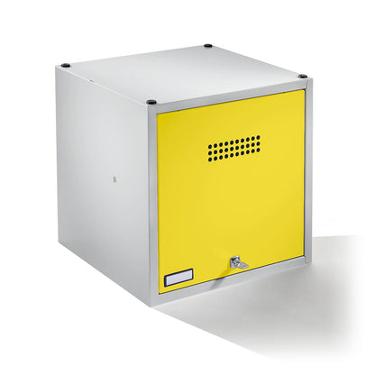 Köln individual locker, extendable, HxWxD 500 x 500 x 500 mm, with security cylinder lock, door zinc yellow.