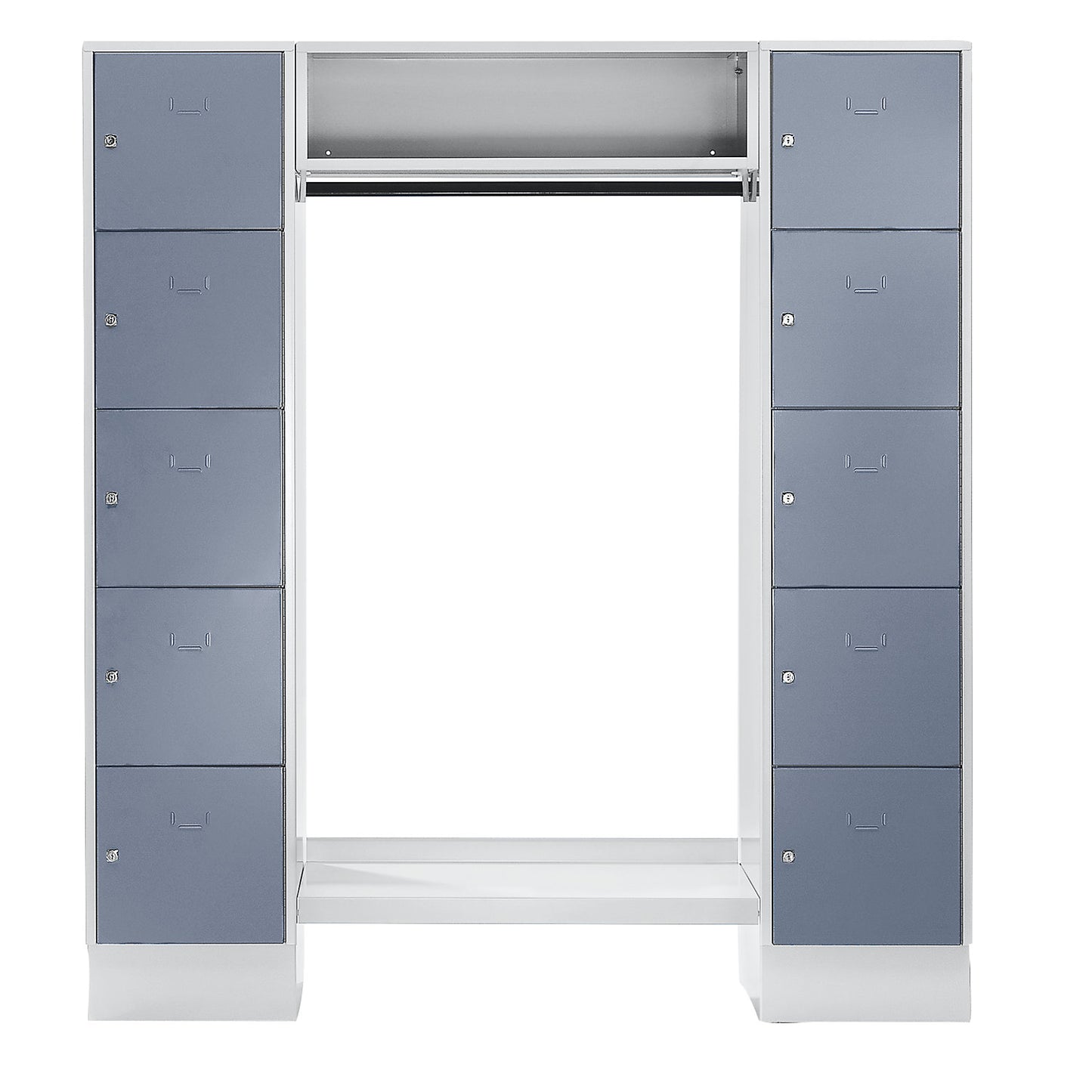 Dresden cloakroom locker system, 2 compartments, 1 coat rack, W 1670 mm, light grey / silver grey.