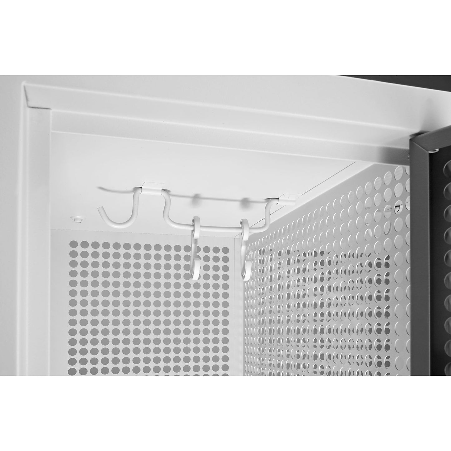 6-fold compartment locker, perforated sheet steel, 2 compartments, light grey / basalt grey, W 600 mm, rotary bolt.