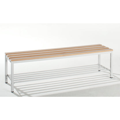 Changing room bench, single sided, beech wood slats, length 1000 mm.