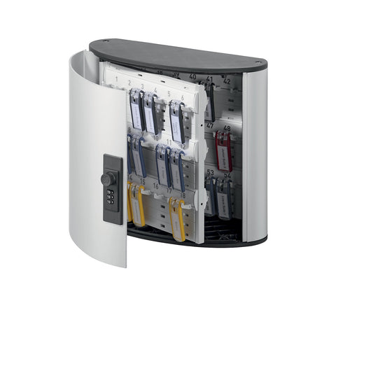 Designer key box, with combination lock, HxWxD 280 x 300 x 118 mm, 54 hooks.