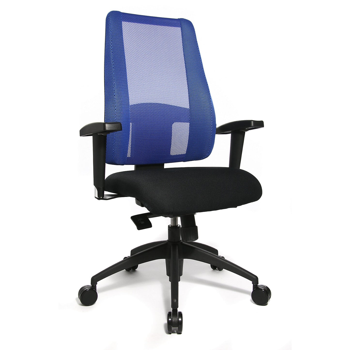 LADY SITNESS DELUXE office swivel chair, flexible with 7 zones, black / blue.