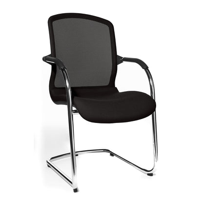 OPEN CHAIR - the designer visitor's chair, cantilever chair with mesh back rest, pack of 2, black.