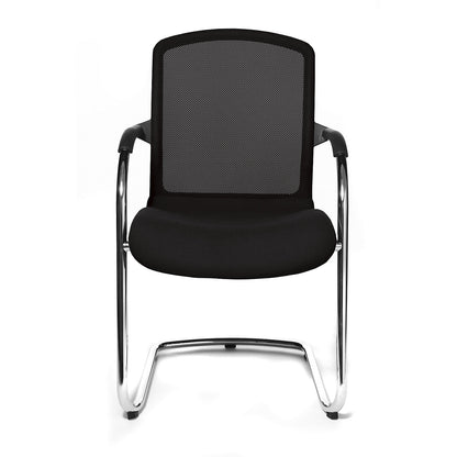 OPEN CHAIR - the designer visitor's chair, cantilever chair with mesh back rest, pack of 2, black.