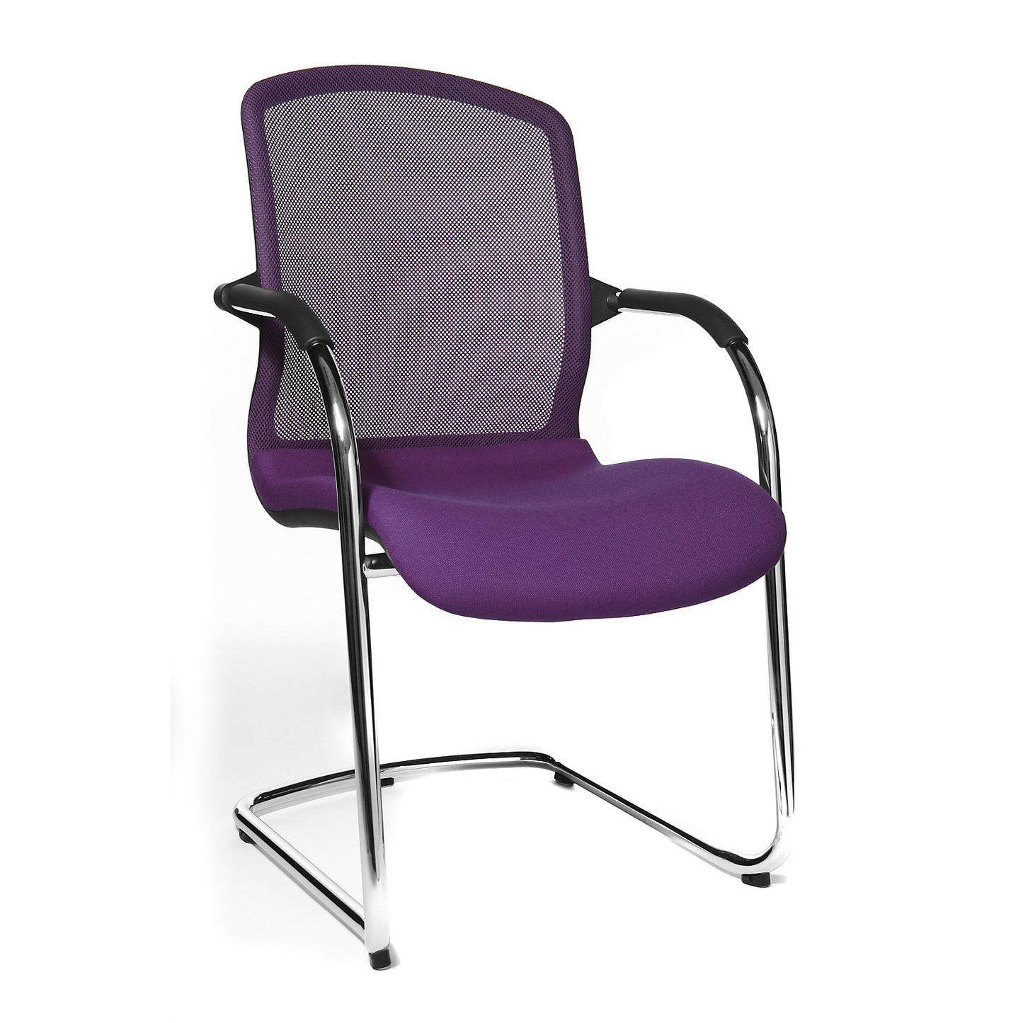 OPEN CHAIR - the designer visitor's chair, cantilever chair with mesh back rest, pack of 2, red.
