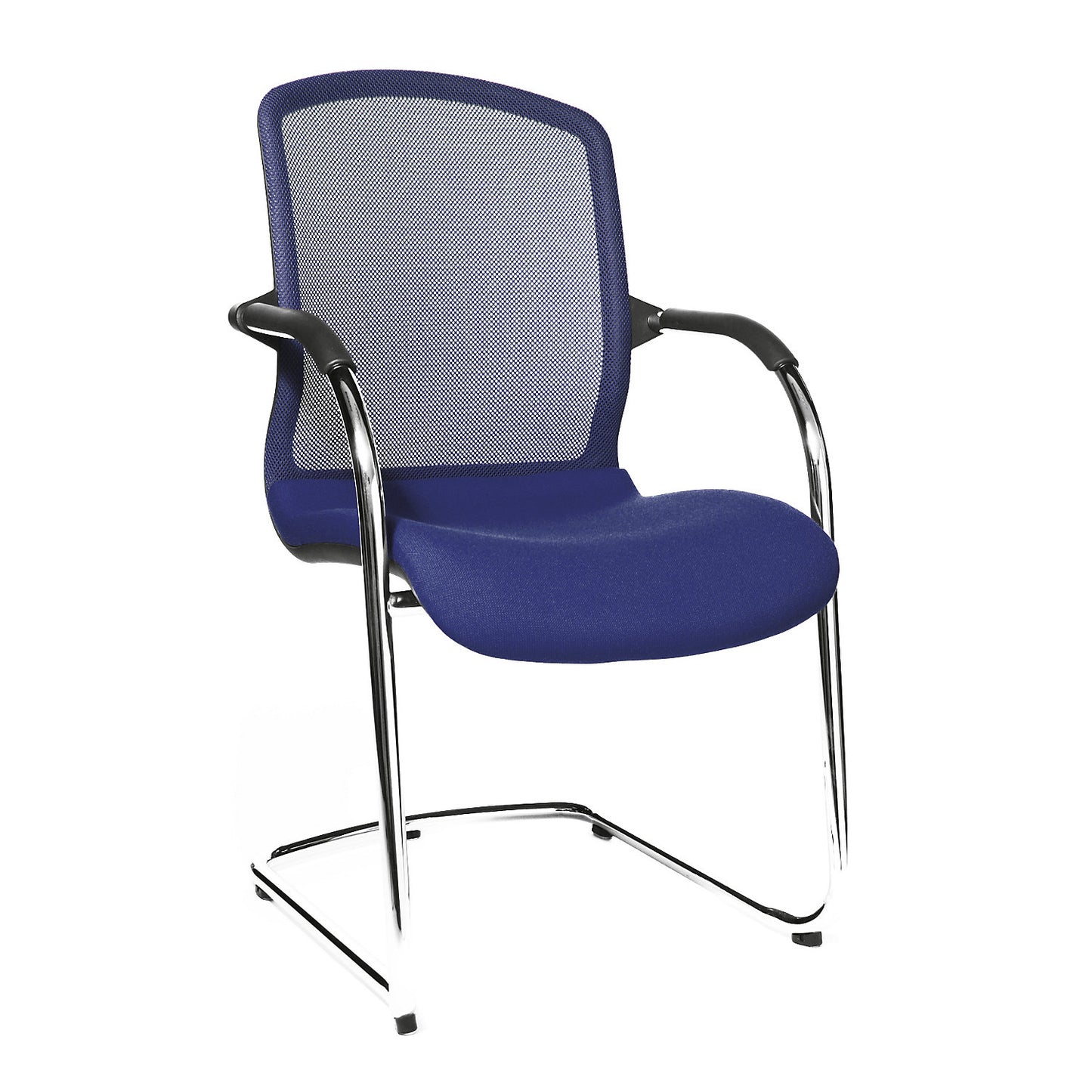 OPEN CHAIR - the designer visitor's chair, cantilever chair with mesh back rest, pack of 2, royal blue.