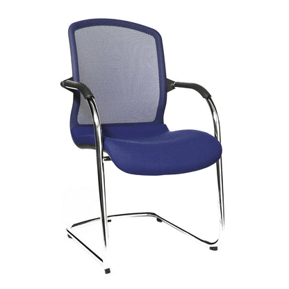 OPEN CHAIR - the designer visitor's chair, cantilever chair with mesh back rest, pack of 2, royal blue.