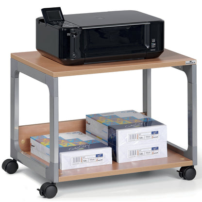 Multifunction / printer trolley, 2 shelves, silver / beech.