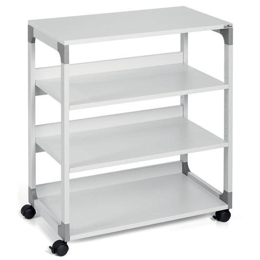 Multifunction / printer trolley, 4 shelves, light grey.