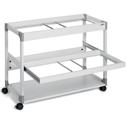 MULTI DUO suspension file trolley, for 200 files, 2 shelves with drawer, light grey.