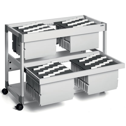 MULTI DUO suspension file trolley, for 200 files, 2 shelves with drawer, light grey.