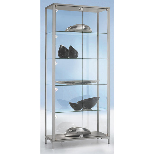 LINK free standing glass cabinet, 4-sided glazing, HxWxD 1860 x 800 x 400 mm.